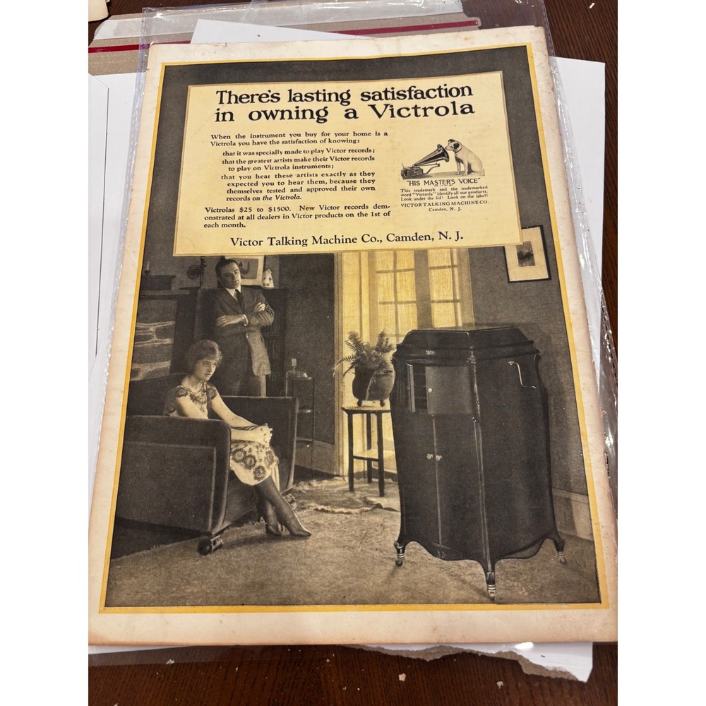 Vintage 1920s Victor Victrola Print Ad Nipper Dog Masters Voice Taylor Stoker